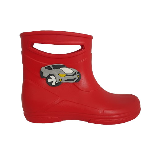 Bota Galocha Infantil Menino Bia e Léo Carros Vermelha Impermeável