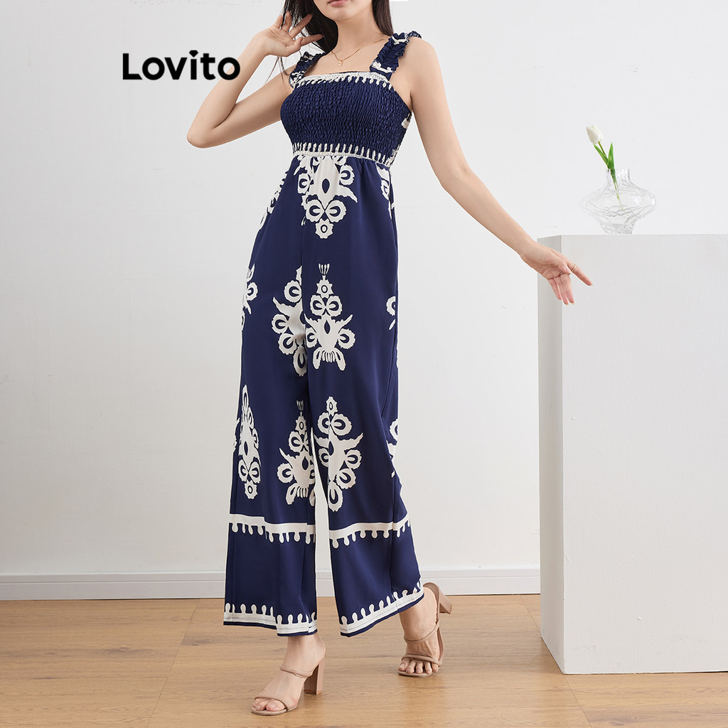 (Trendy) Lovito Macacão Boho Paisley Pattern para mulheres L108ED088