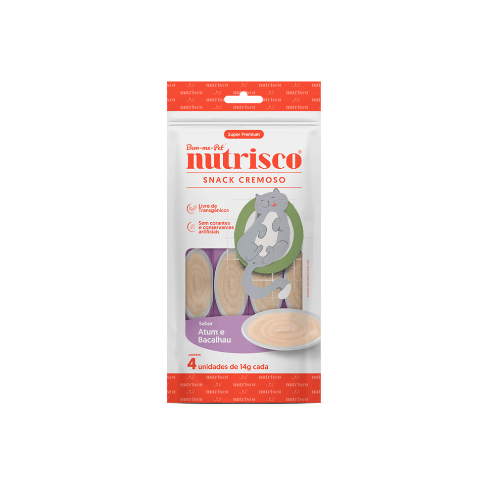 Petisco Gatos Snack Cremoso Nutrisco Atum E Bacalhau 56g
