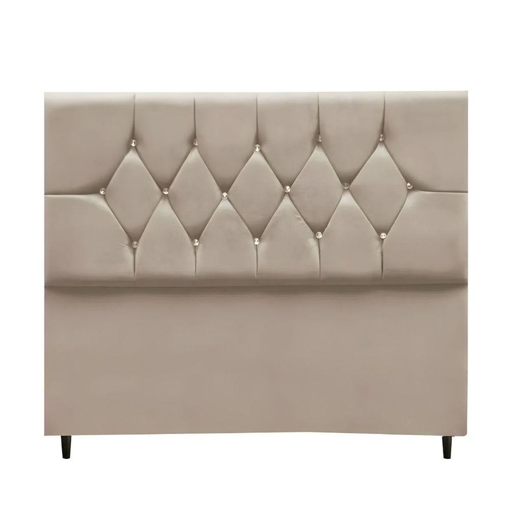 Cabeceira Estofada Cama Box Solteirão 100 Cm Suede Dubai bege - Home & Living