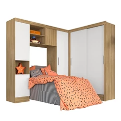 Guarda Roupa Modulado Solteiro Viola Bor/branco - Móveis Arapongas