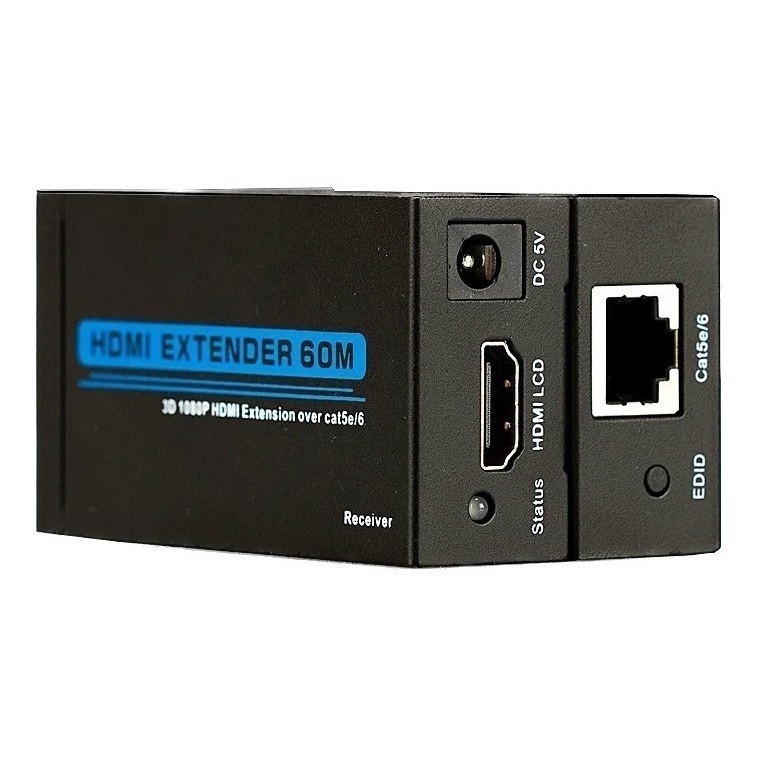 Extensor Compatível com HDMI Rj45 60m 60 Metros Adaptador Cabo Rede Cat 6 7
