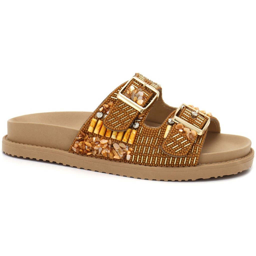 Chinelo Birken Feminino Camel Pedraria Ramarim 2447237-1 em Oferta na Shopee
