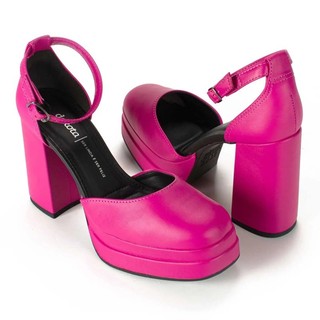 Sapato Rosa Dakota Plataforma Salto Grosso, Fivela, Salto alto, Plataforma, meia pata, G4961