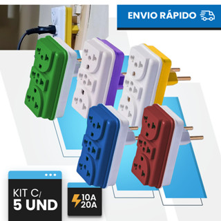 Adaptador de Tomada Benjamin Colorido bivolt Universal 3 Entradas 10A t 110/220v para Casa em Oferta na Shopee