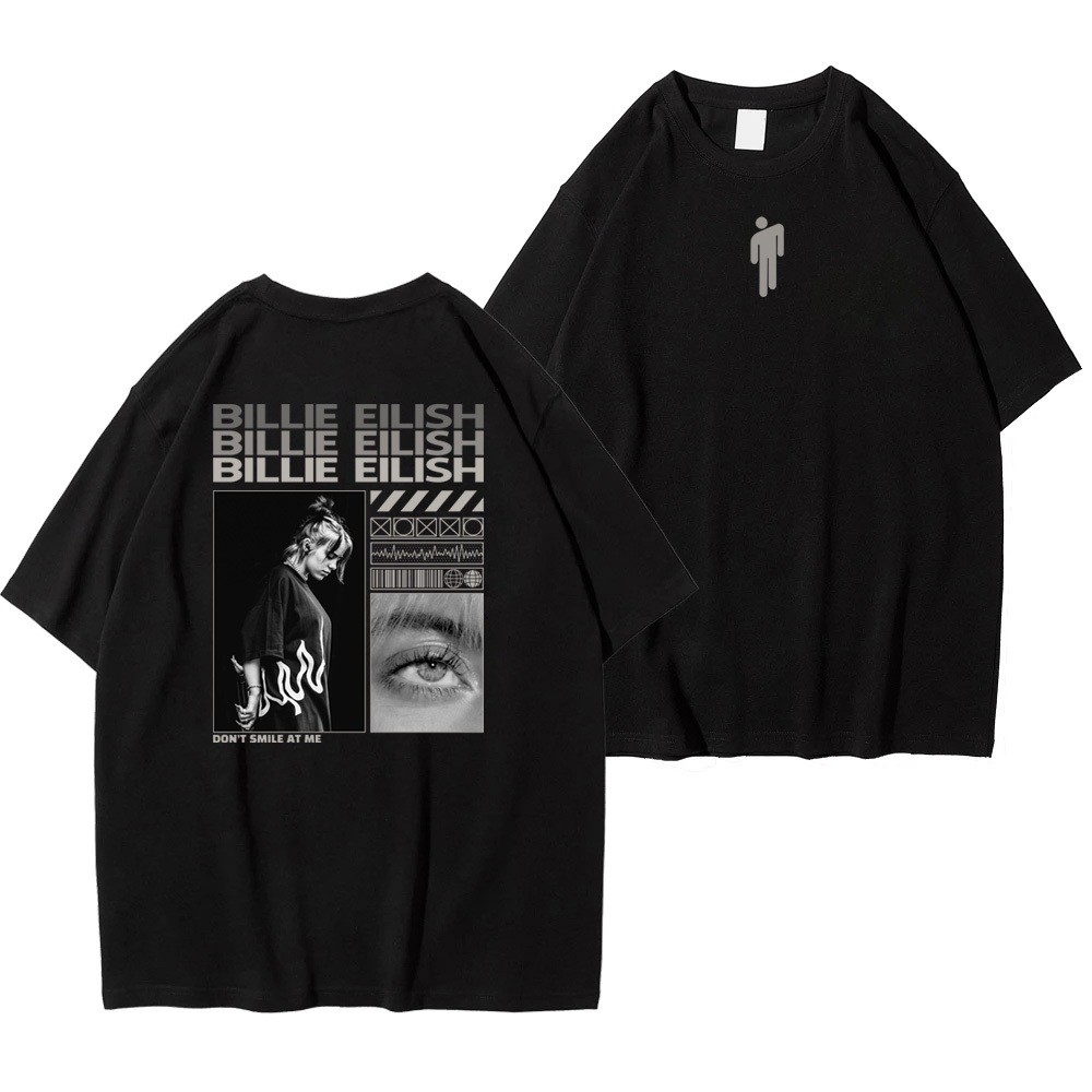 Camisa Estética Alternativa Cinza Cantora Pop Ocean Eyes Blusa Moda Oversized Camiseta Despojada