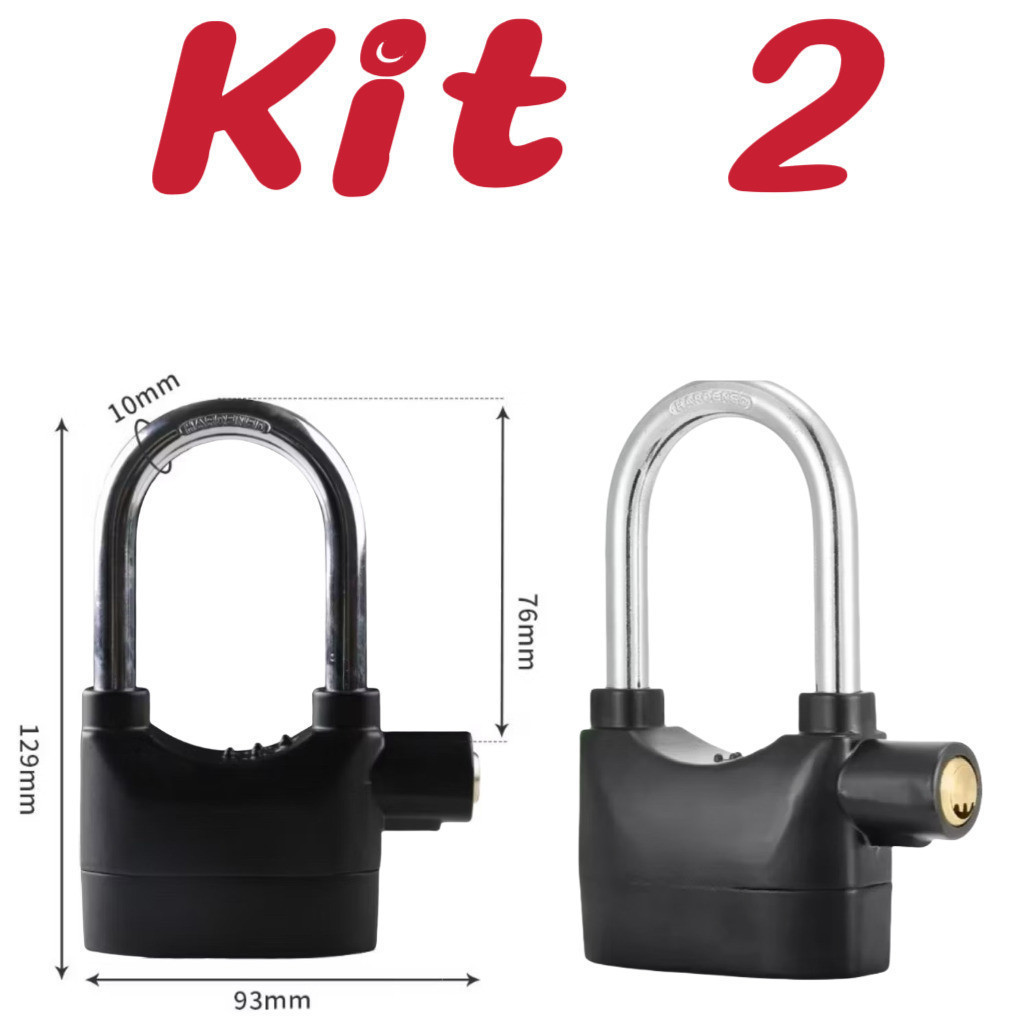 Kit 2 Cadeado antifurto para motocicleta com alarme sonoro Estilo longo su