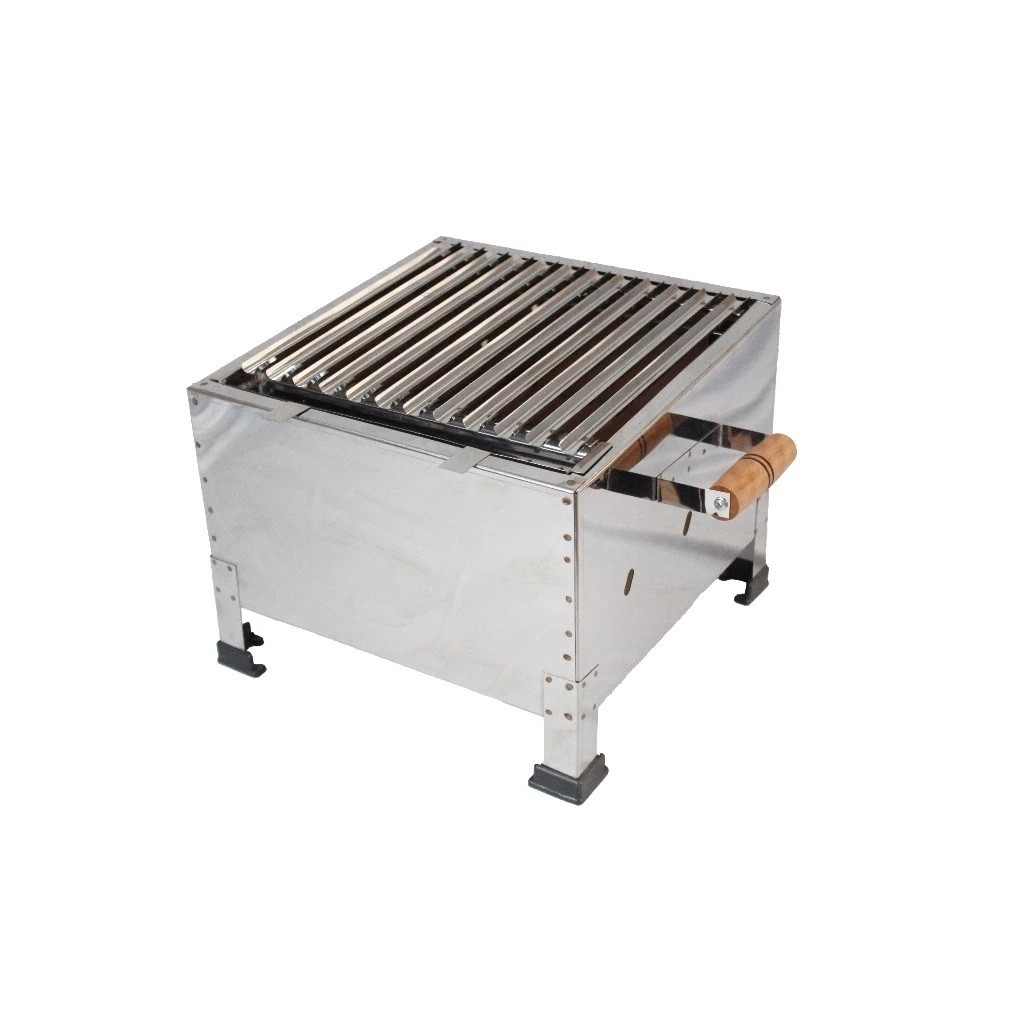 Mini Churrasqueira Parrilha Aço Inox Com fundo Tijolo Refratário Prática Bonita Elegante