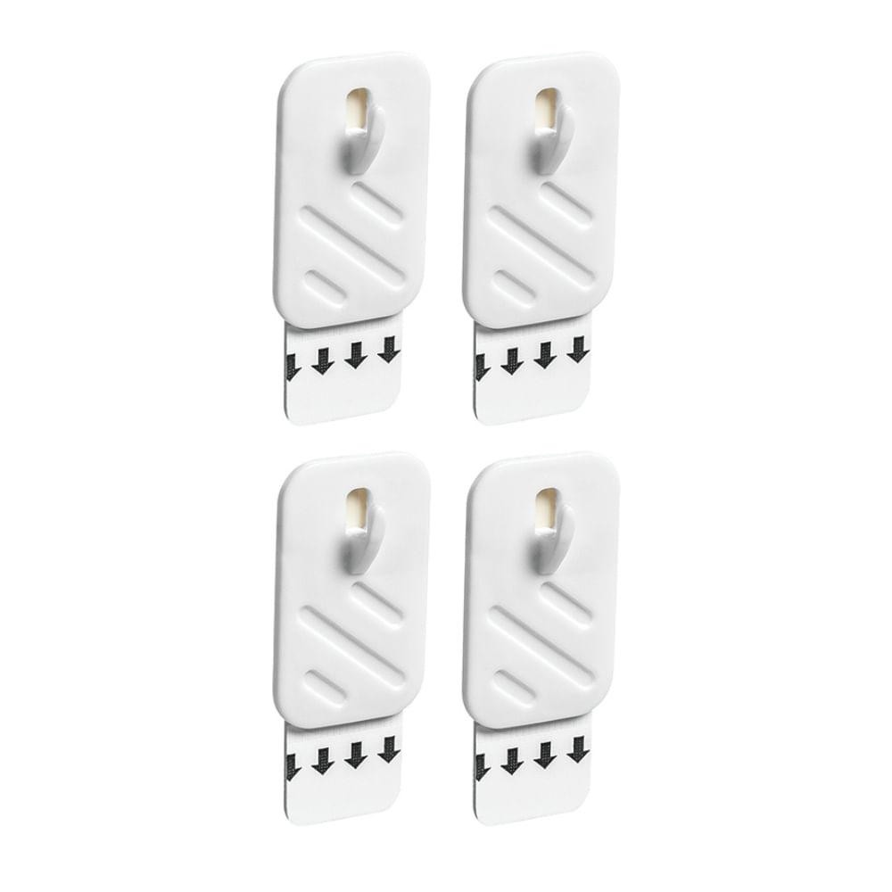 Gancho Adesivo Metálico Multiuso Retangular Pequeno Branco Aplik Ordene 4 Peças - Home & Living