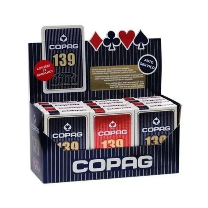 Kit com 2 CAIXAS Baralho COPAG 139 ORIGINAL caixa fechada lacrado  Naipe Convencional AZUL e VERMELHO cx c/12unidades Al