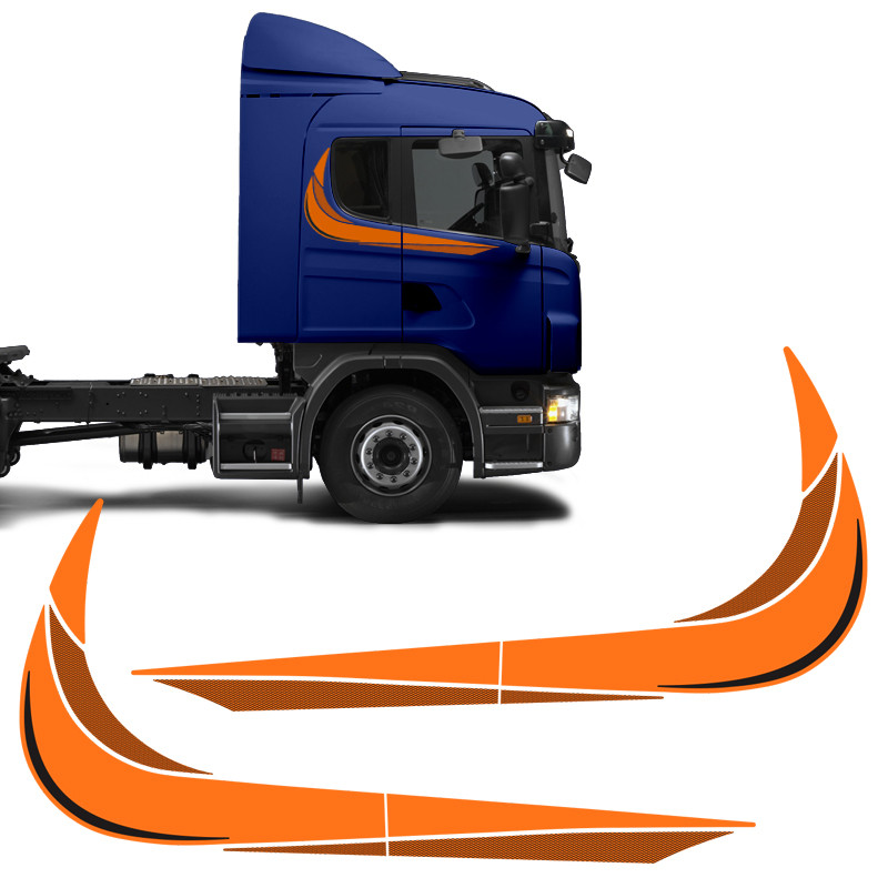 Faixas Scania 2002/2003 Adesivo Laranja Lateral Caminhão - Spare Parts and Accessories for Vehicles