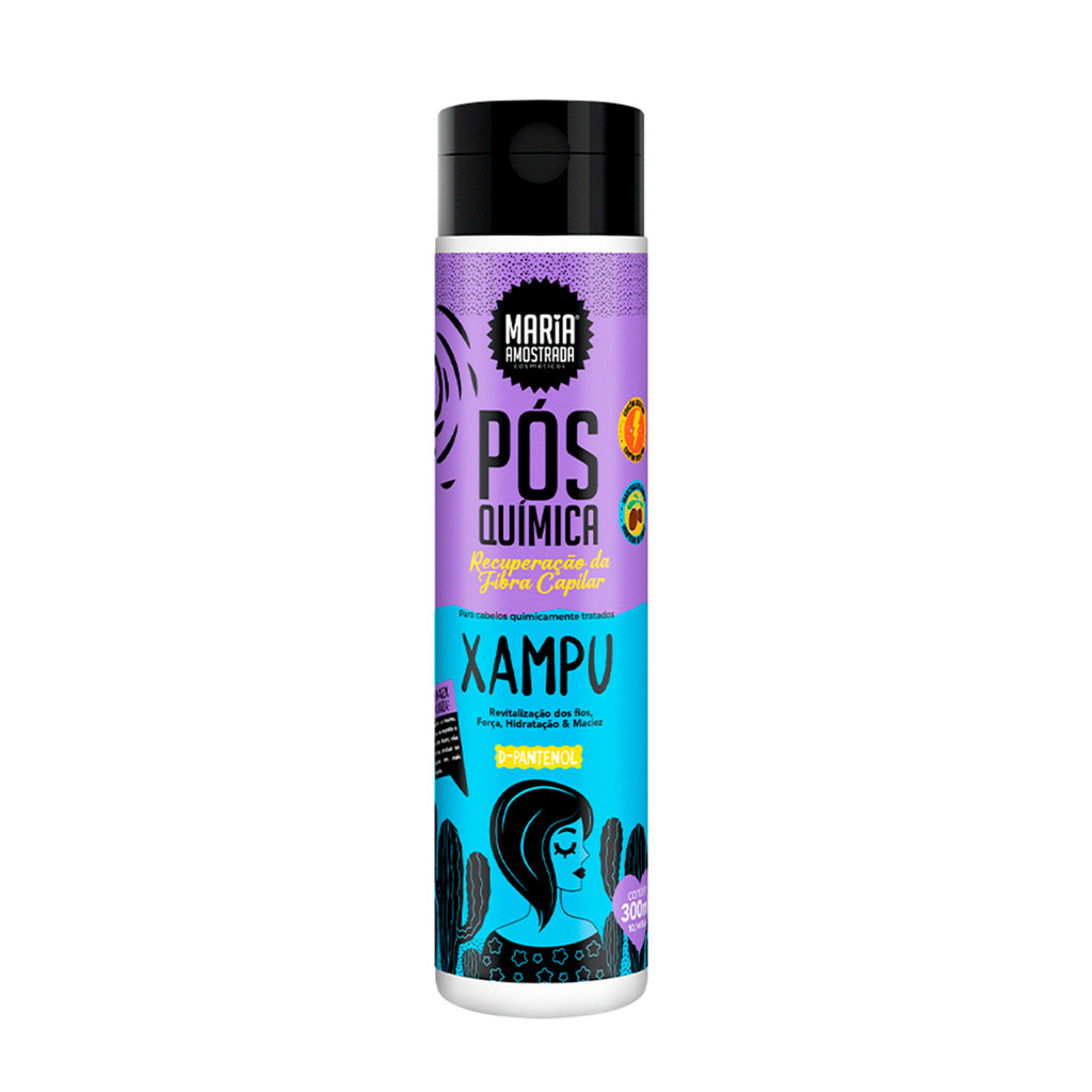 XAMPU POS QUIMICA MARIA AMOSTRADA 300ML - SHAMPOO CAPILAR TRATAMENTO PÓS QUÍMICA