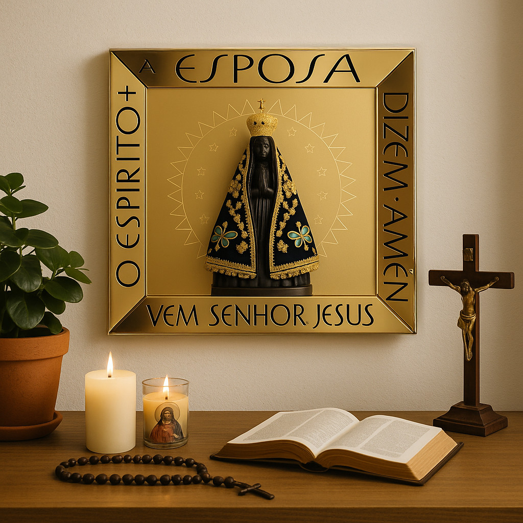 Nicho Espelhado Capela de Nossa Senhora Aparecida Imagem Porta Santa Dourado
