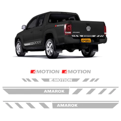 Emblema Adesivo Amarok 4motion Cinza Lateral Traseira