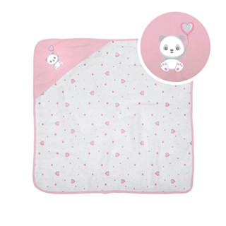 Toalha De Banho Bebê Bublim Com Capuz  Forrada 68cmX68cm Rosa em Oferta na Shopee