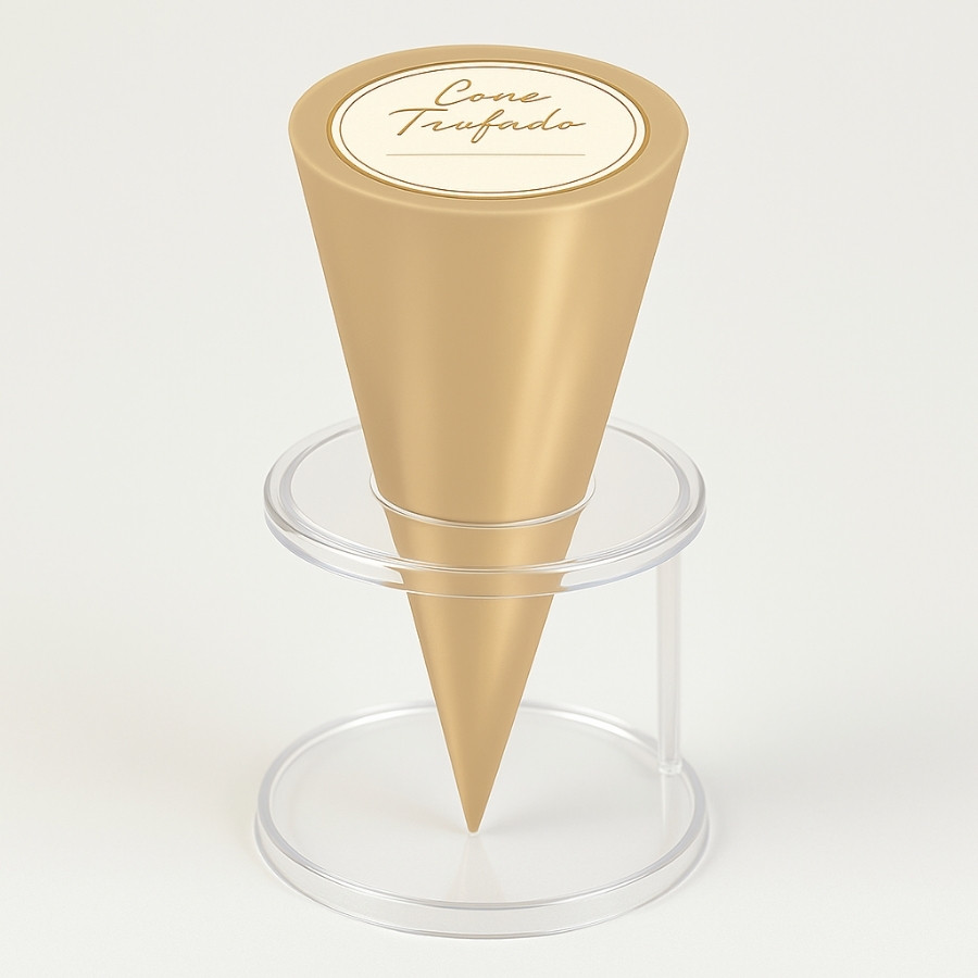 Kit Cone Metalizado Com Etiqueta - Creme - 10x15cm - 50 unidades - Cromus - Rizzo