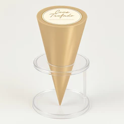 Kit Cone Metalizado Com Etiqueta - Creme - 10x15cm - 50 unidades - Cromus - Rizzo