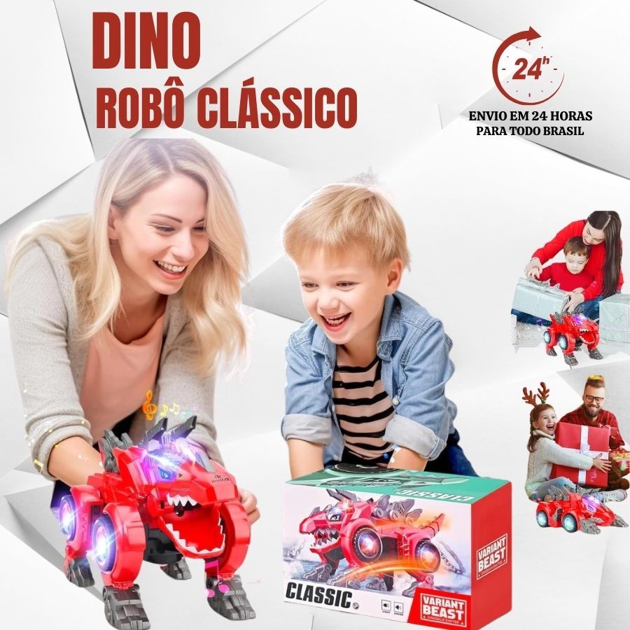 Carro Dinossauro Robô Dois Em Um Transfomação Automático Com Luzes E Som Eletrônico
