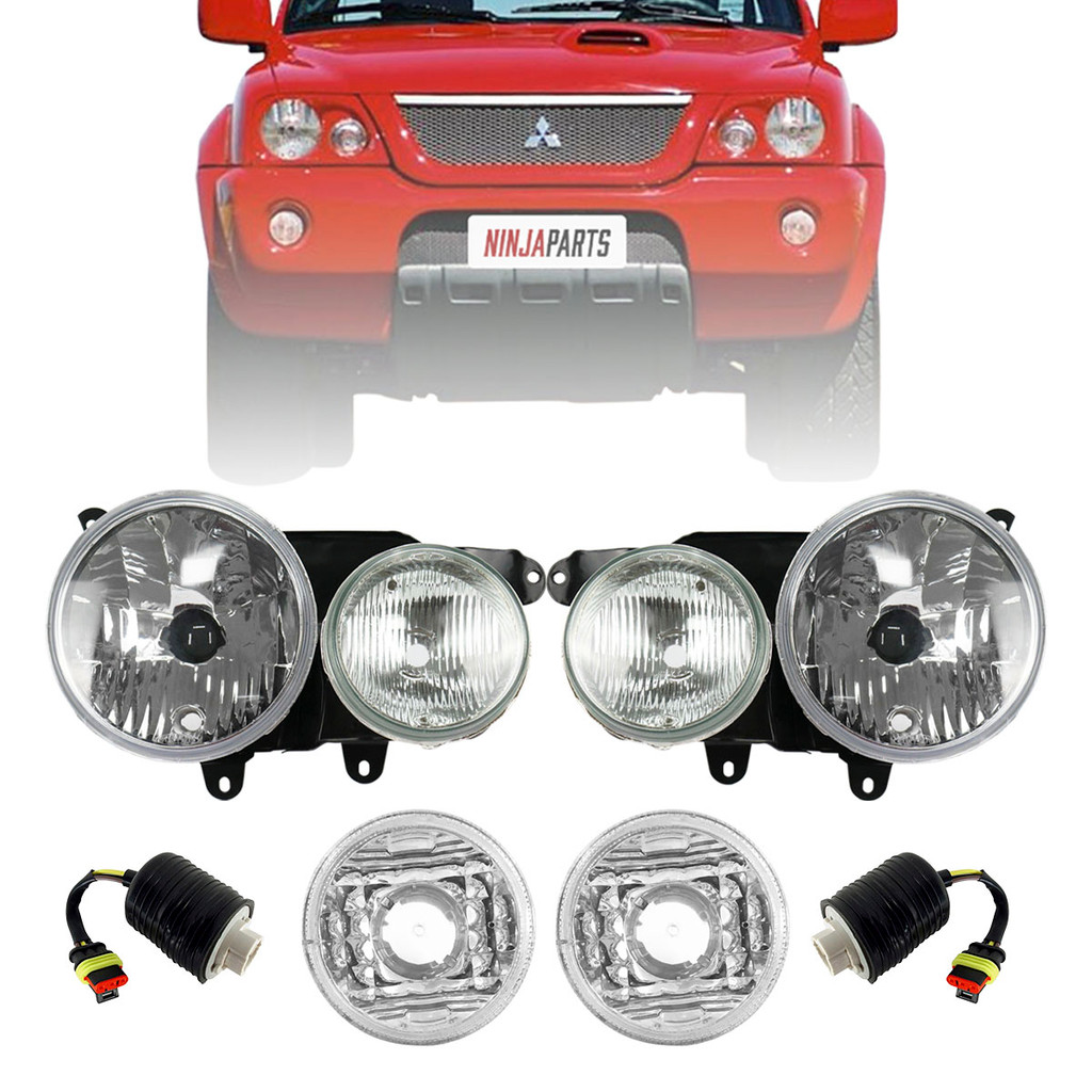 Kit Farol Principal L200 2004 A 2012 Tr4 Pajero Par Soquete Cristal Iam Lado Direito Esquerdo