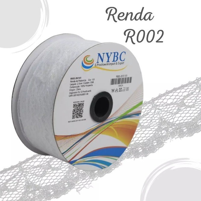 Renda de poliamida R002 – 20mm – rolo com 50 metros em Oferta na Shopee