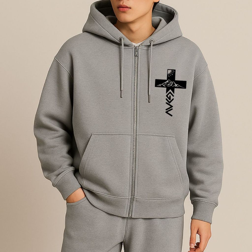 Moletom Zíper C/Capuz Style Casual Despojado Unissex Moda Inverno Gospel Estampado Streetwear Forrado
