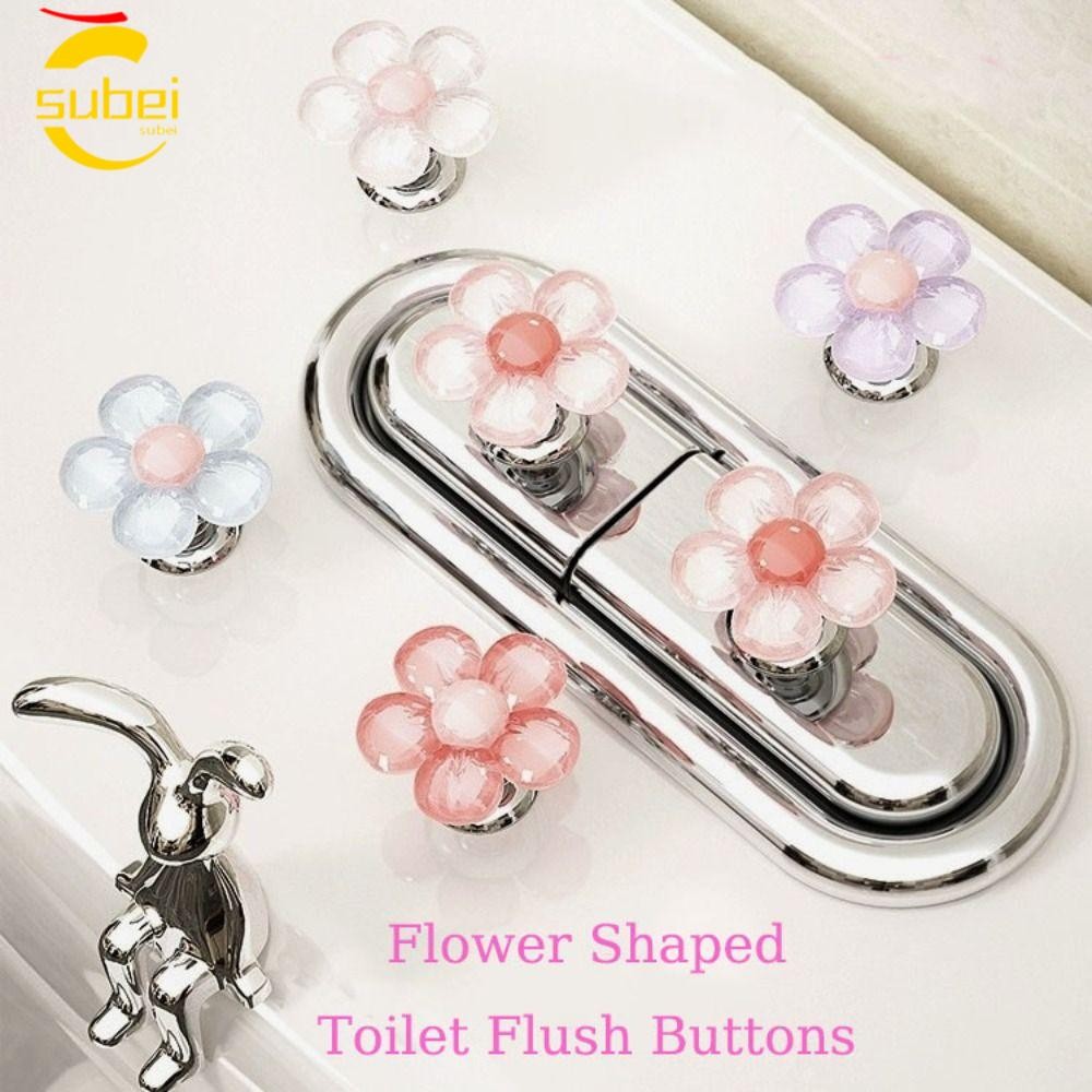 SUBEI 1/2 Pcs Botão De Descarga De Vaso Sanitário , Tanque Que Economiza Trabalho , Levantador De Tampa Formato De Flor