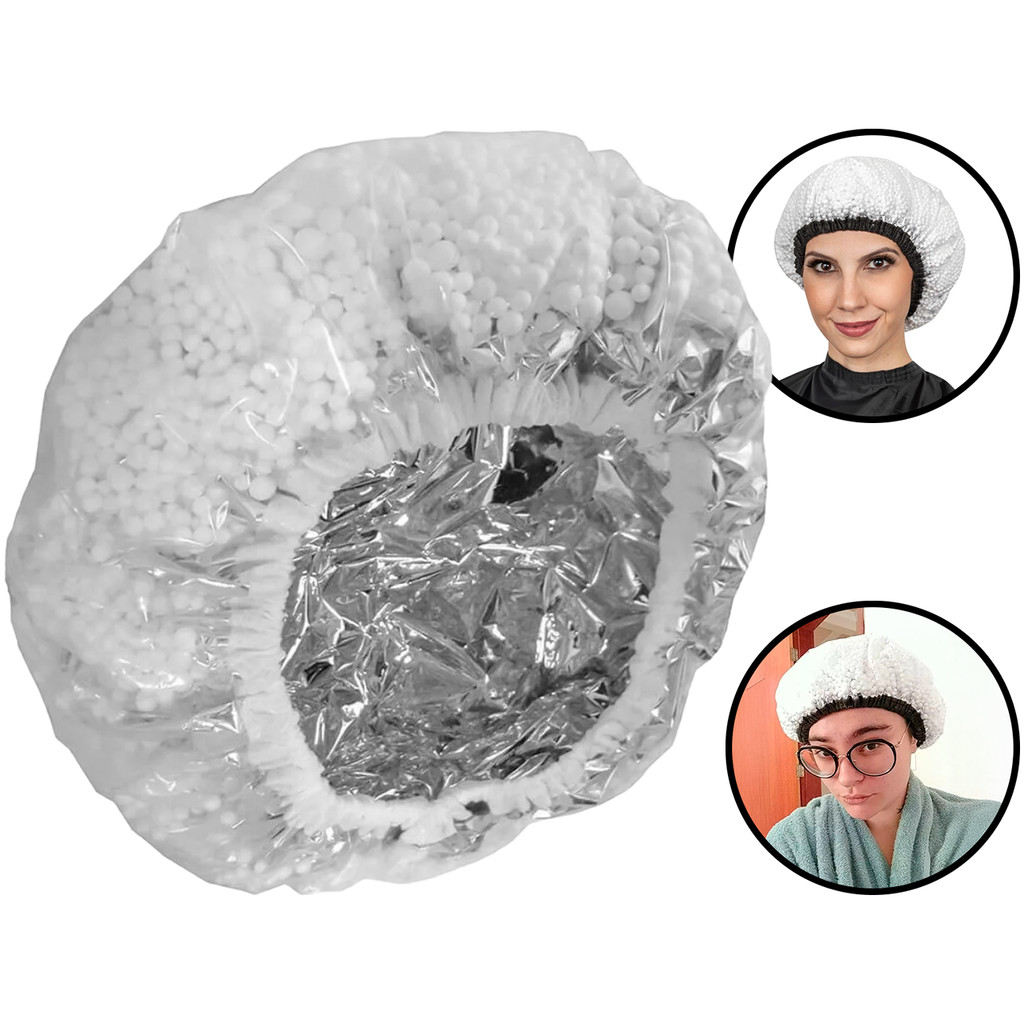 Touca Térmica Metalizada Com Isopor Para Hidratação Nutrição Tratamento Capilar Banho Salão Profissional	 em Oferta na Shopee