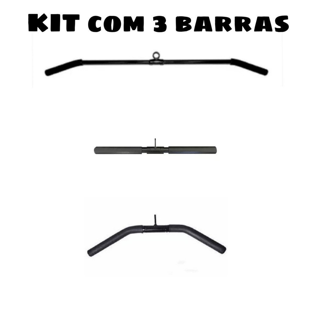 Puxador Curvo Curto Com Giro 50cm+Puxador Barra Costa Pulley de 120cm Com Giro+Puxador reto com giro para Cross Over