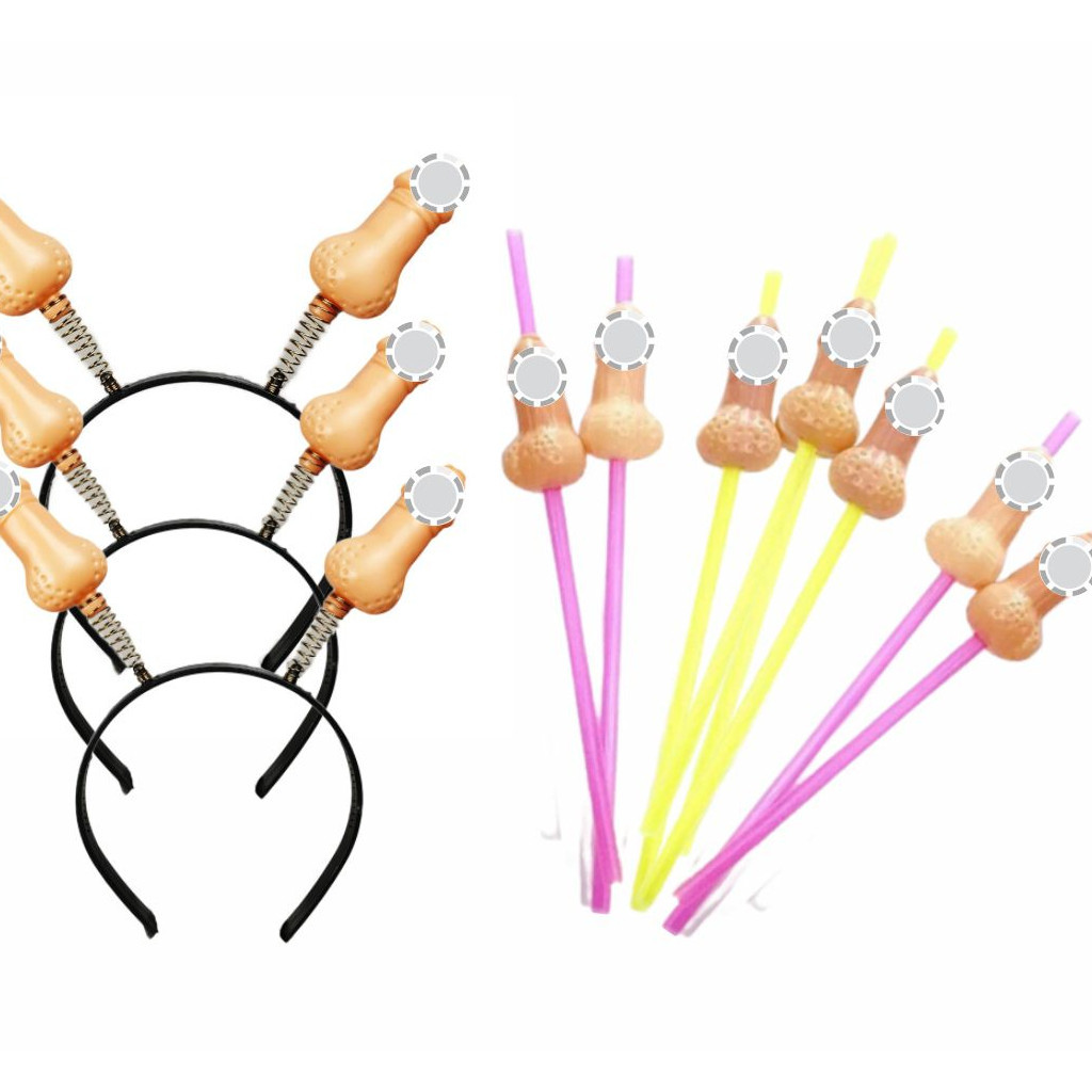 10 Canudos Peni's Pele + 10 Tiaras Peni's Pele Despedida de Solteira