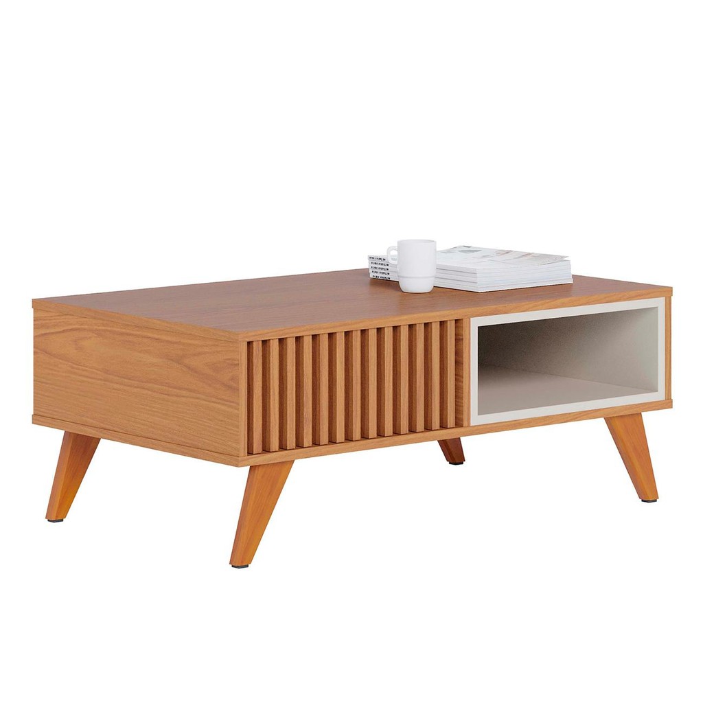 Mesa de Centro Para Sala Ripada Leo Freijó/Off White Matte C05 - Mpozenato em Oferta na Shopee