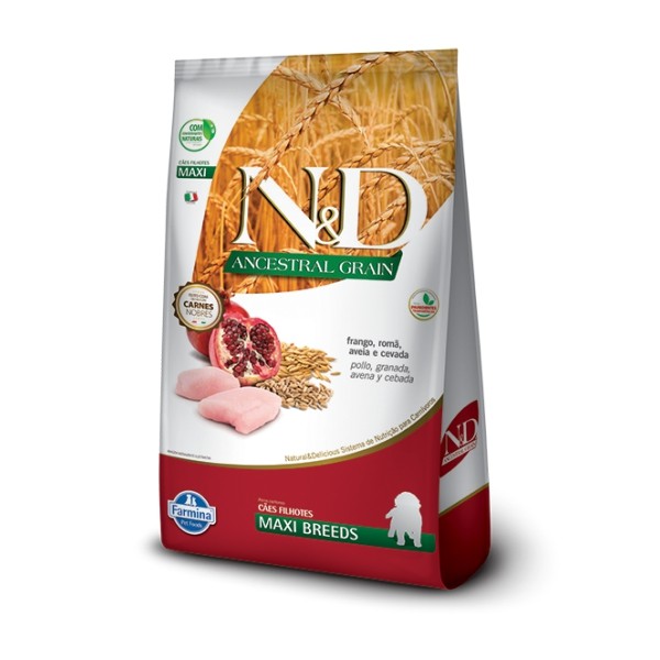 N&D Ancestral Grain Cães Puppy Maxi Frango 10,1kg | Ração Completa