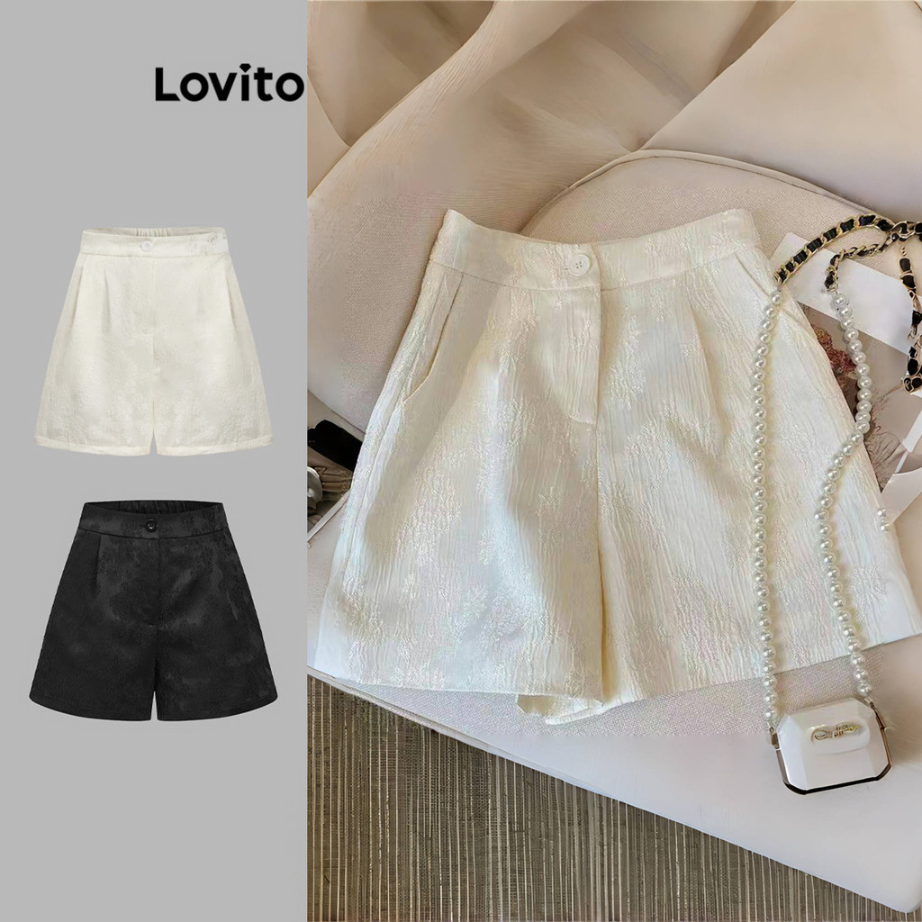 Lovito Shorts Elegantes Shorts Básicos Lisos Para Mulheres LNE20142 (Multicolorido) - Women Clothes