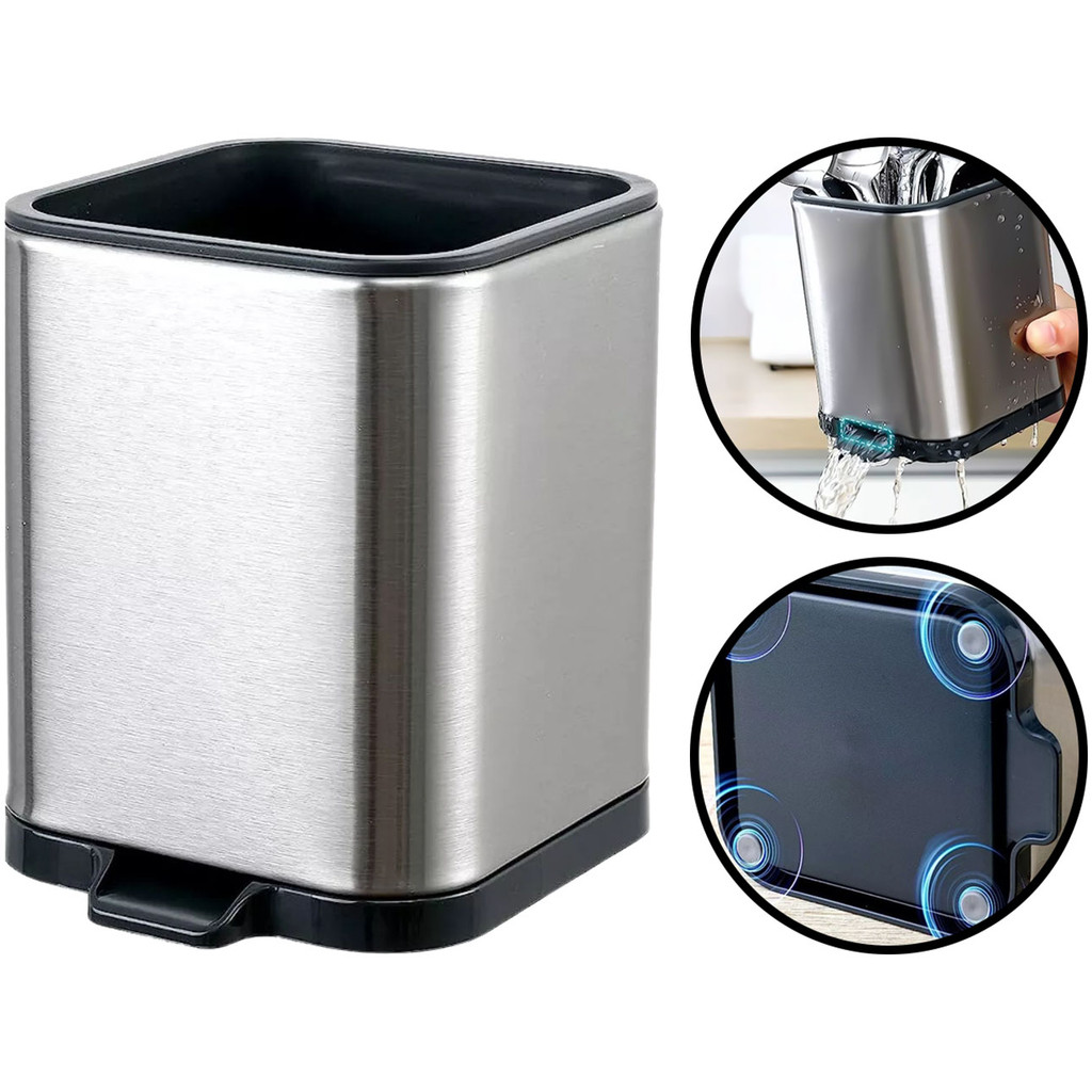 Porta Talheres Escorredor De Utensílios Organizador Para Cozinha Aço Inox E Plástico em Oferta na Shopee