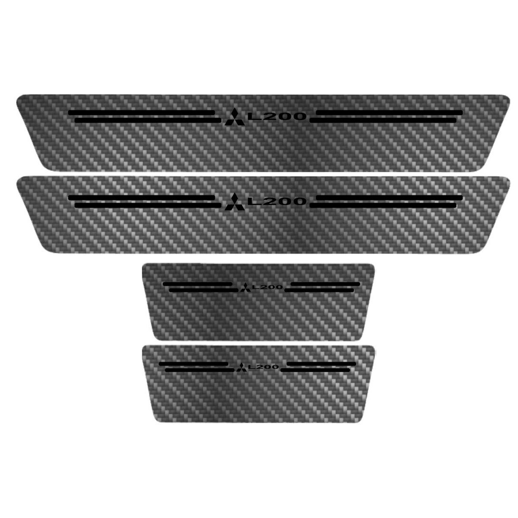 Kit Soleira Protetora Porta Premium Black Carbono - L200