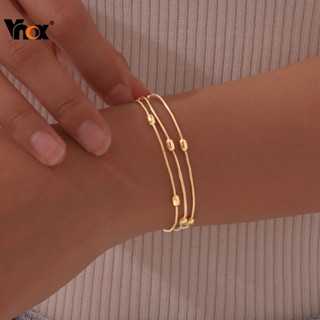 Pulseira De Corrente De Cobra Redonda Em Camadas Multicamadas Vnox , Ligação De Aço Inoxidável Dourado Para Mulheres E M em Oferta na Shopee
