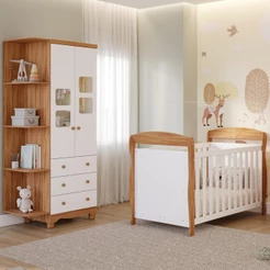 Quarto Bebê Completo Berço Americano Marquesa Guarda Roupa Uli 2 Portas C/ Prateleiras 100% MDF
