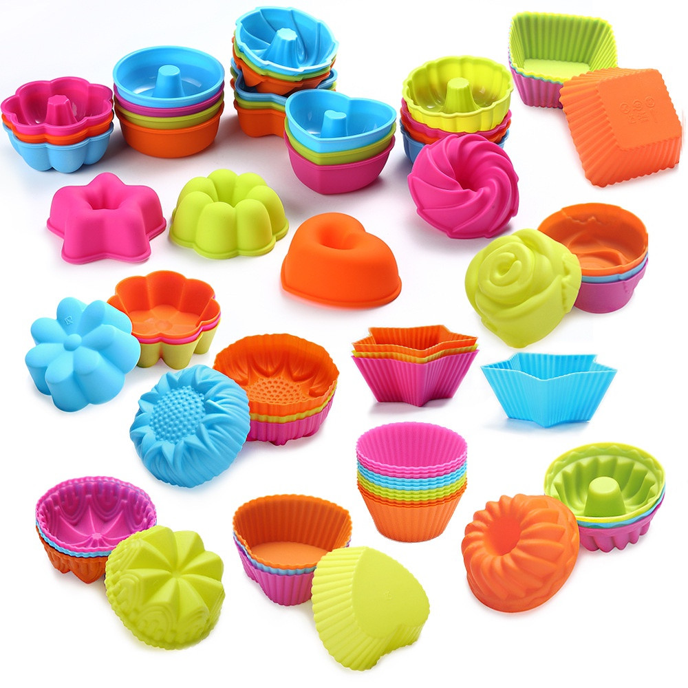 Kit 6 Peças Forma de silicone para cupcake Coração e Estrela Pudim Brigadeiro