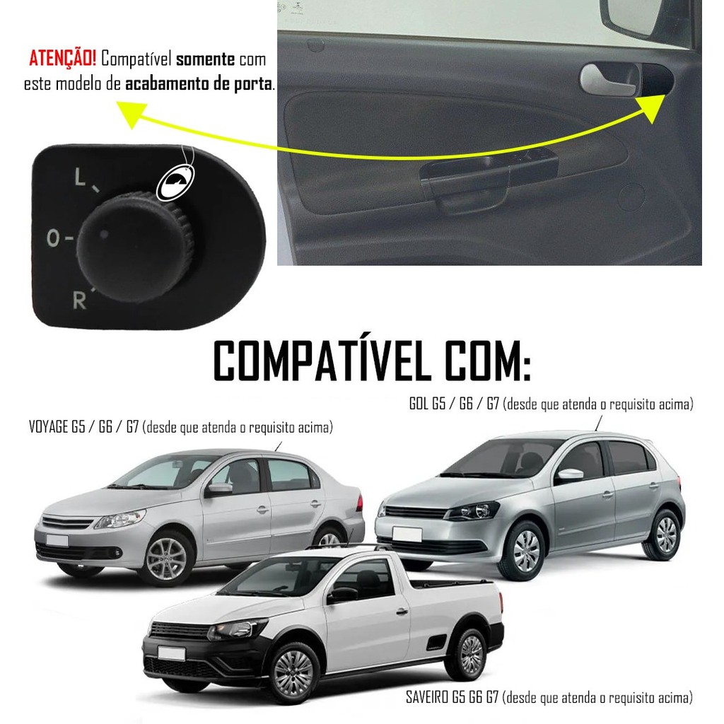 Kit Retrovisor Elétrico Simples Gol Saveiro Voyage G5 G6 G7 Tragial · foto 2