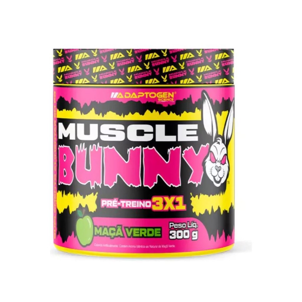Pré Treino Muscle Bunny C/300g - Adaptogen Sabor Maçã Verde - Health