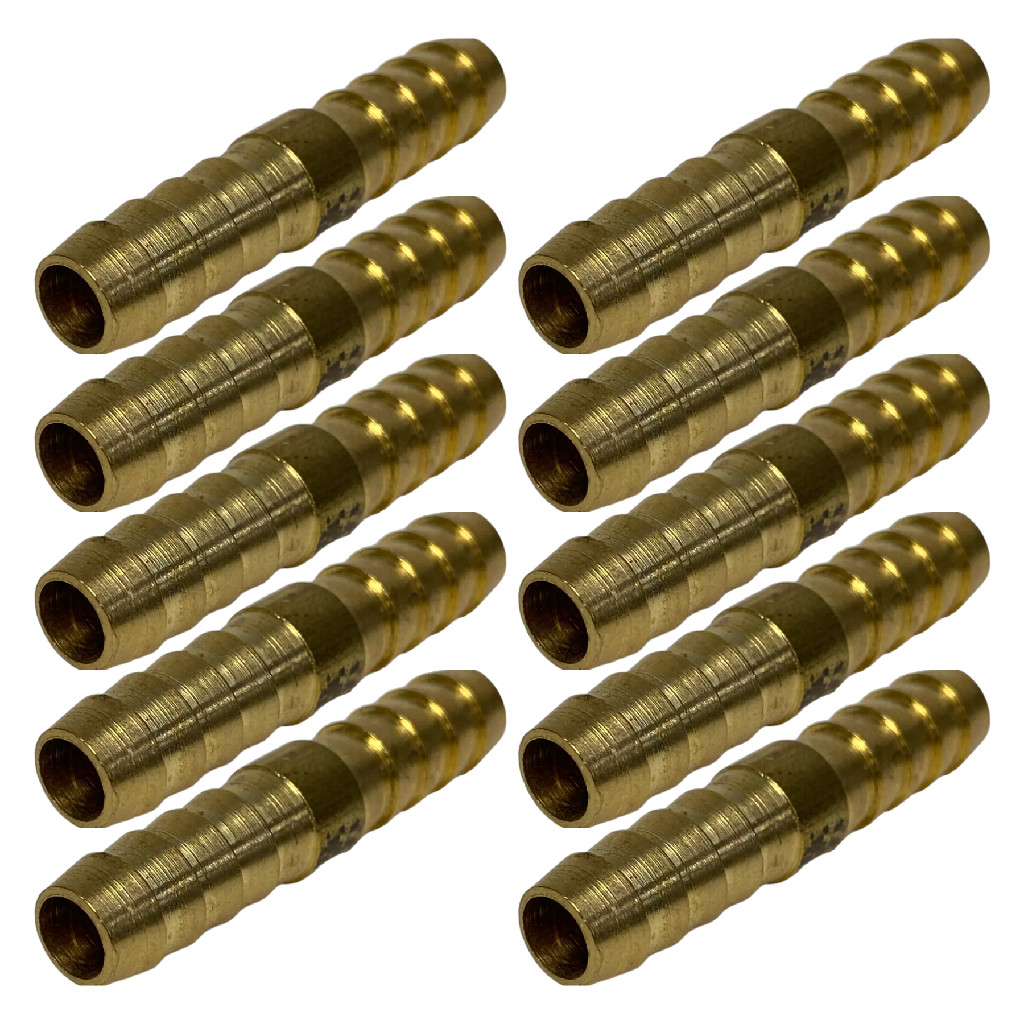 10 Emenda De Latão Mangueira 3/8 10mm Espiga União Ar Agua