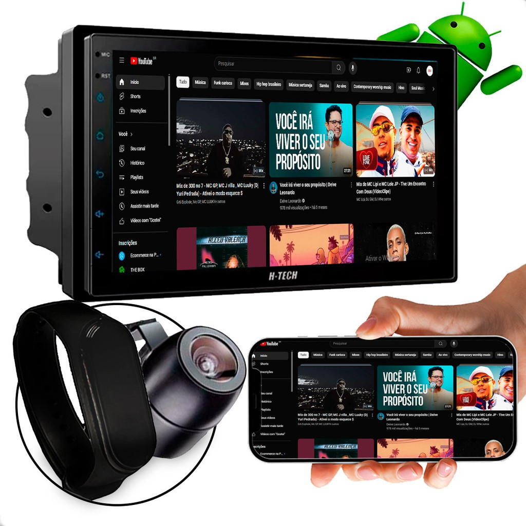 Multimídia MP5 2 Din 7 Polegadas CarPlay Android Auto Sem Fio GPS Bluetooth Espelhamento+RELOGIO+CAMERA