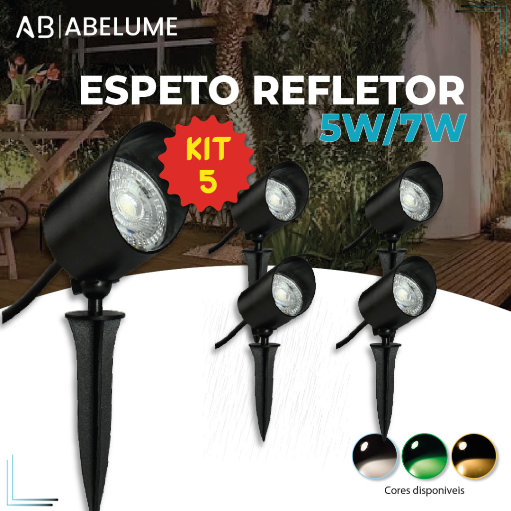Kit 5 Luminária Espeto Jardim LED 5W/7W Luz de Gramado a prova dágua avançado luz fria, quente e verde em Oferta na Shopee