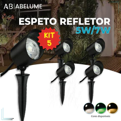 Kit 5 Luminária Espeto Jardim LED 5W/7W Luz de Gramado a prova dágua avançado luz fria, quente e verde