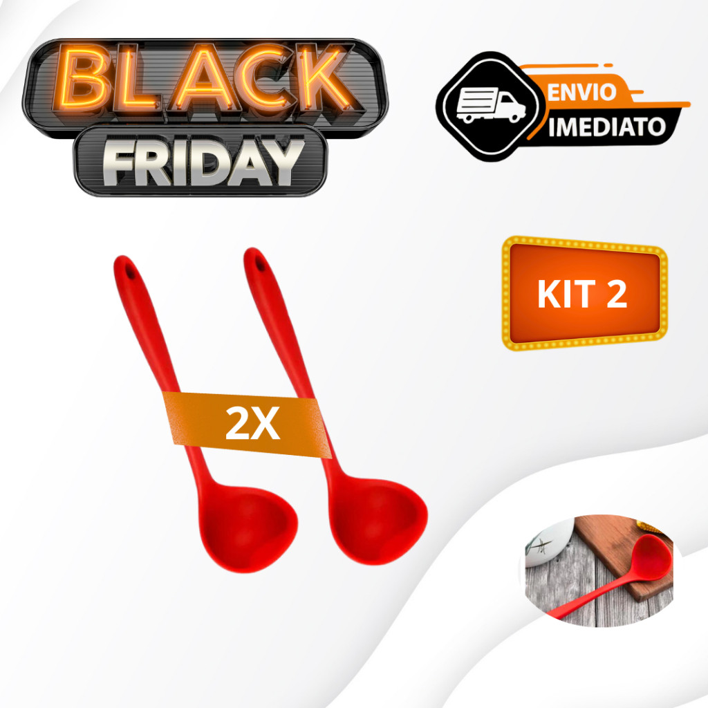 Kit 2 Conchas Silicone Vermelhas Reforçadas, Sopa. Caldo, Feijão Utensílio Doméstico De Cozinha Suporta Temperaturas