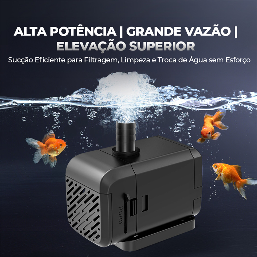 Detalhes do 110V/220V Bomba Submersa 1600L/h. Bomba de Recalque P/ Aquários, Bebedouros, Lagos e Fontes