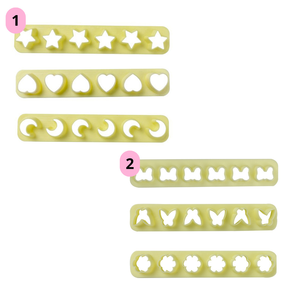 Cortador Kit Réguas Miniaturas 1 e 2 Para Decoração Aplique Em Biscuit Massa C/ 3 Pçs BlueStar