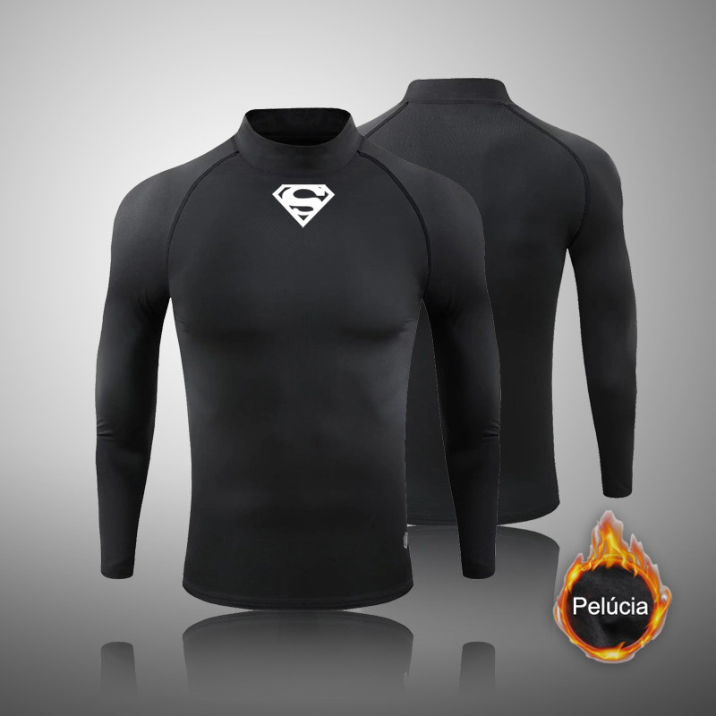 Camiseta Térmica Masculina De Compressão , Gola Alta , Academia , Slim Fit , Proteção Contra Queimaduras ,