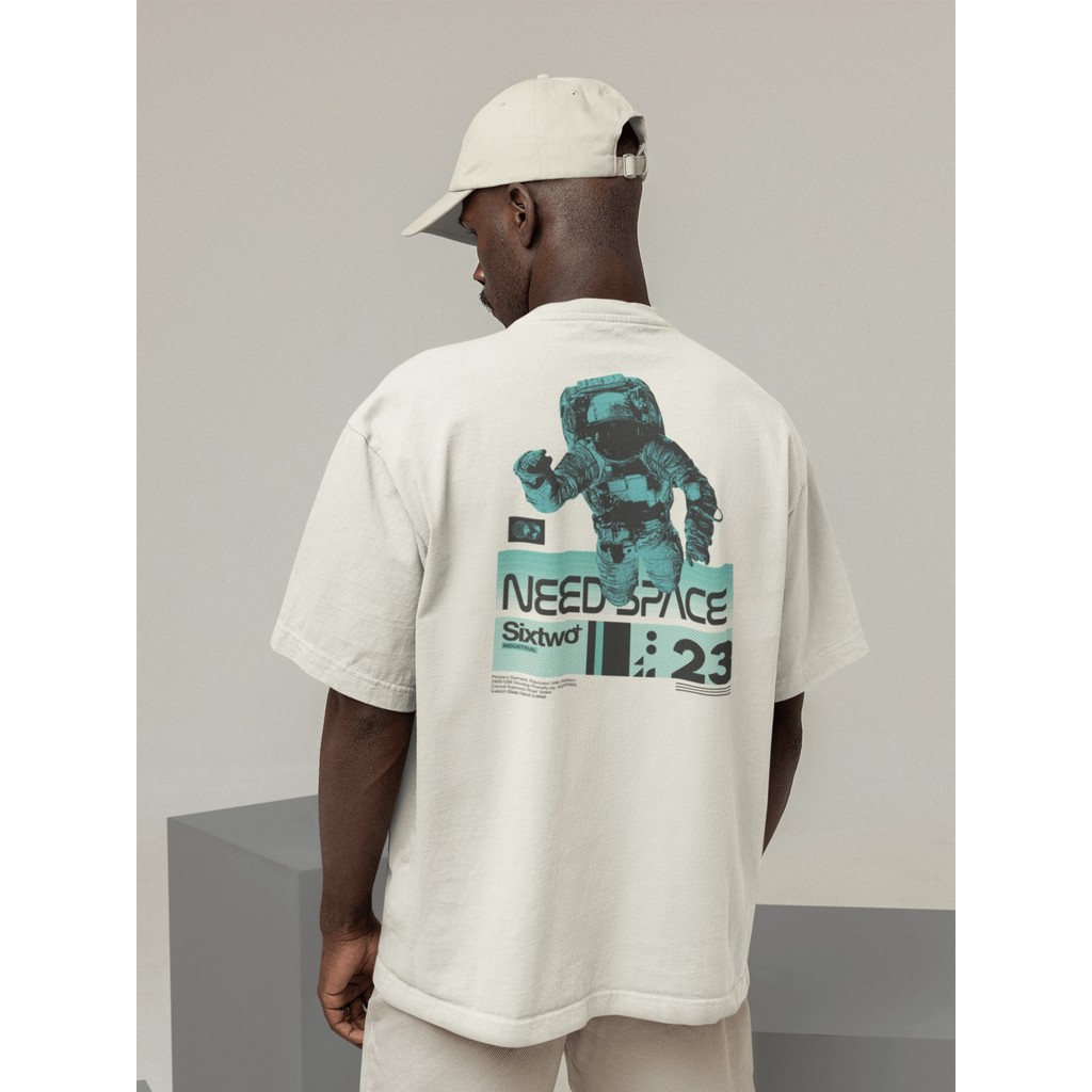 Camisa Camiseta Oversized Streetwear Masculino Urbano Treino Preto e Off Whte Estampado - NEED SPACE