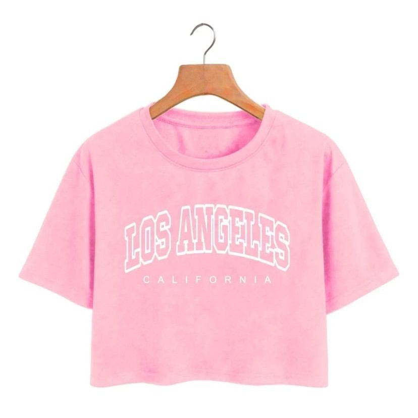 camisa cropped com estampa los angeles california para eventos casuais dia a dia sofisticada los angeles california
