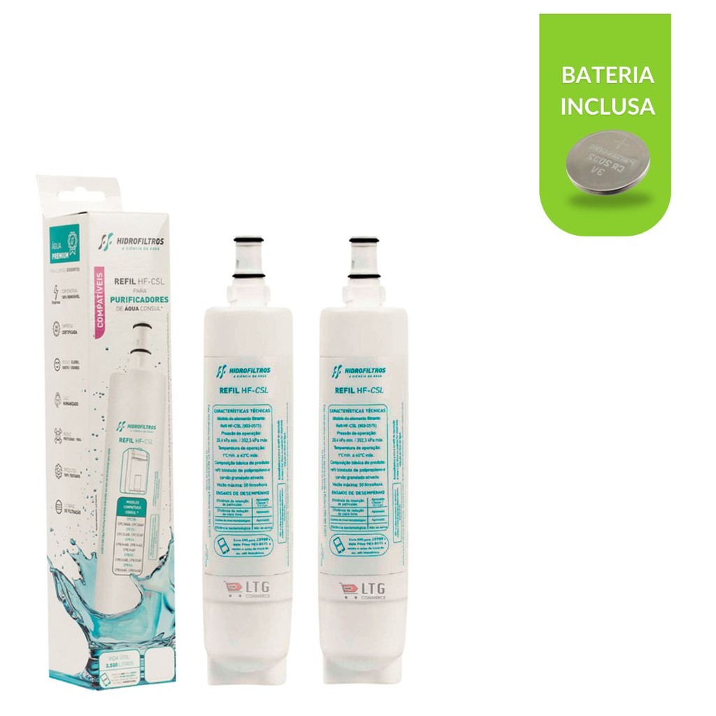 Kit 2 Refil Filtro Compatível Consul para Purificador d'Água Cpc30 / cpc30ab / cpc30af / cpc31